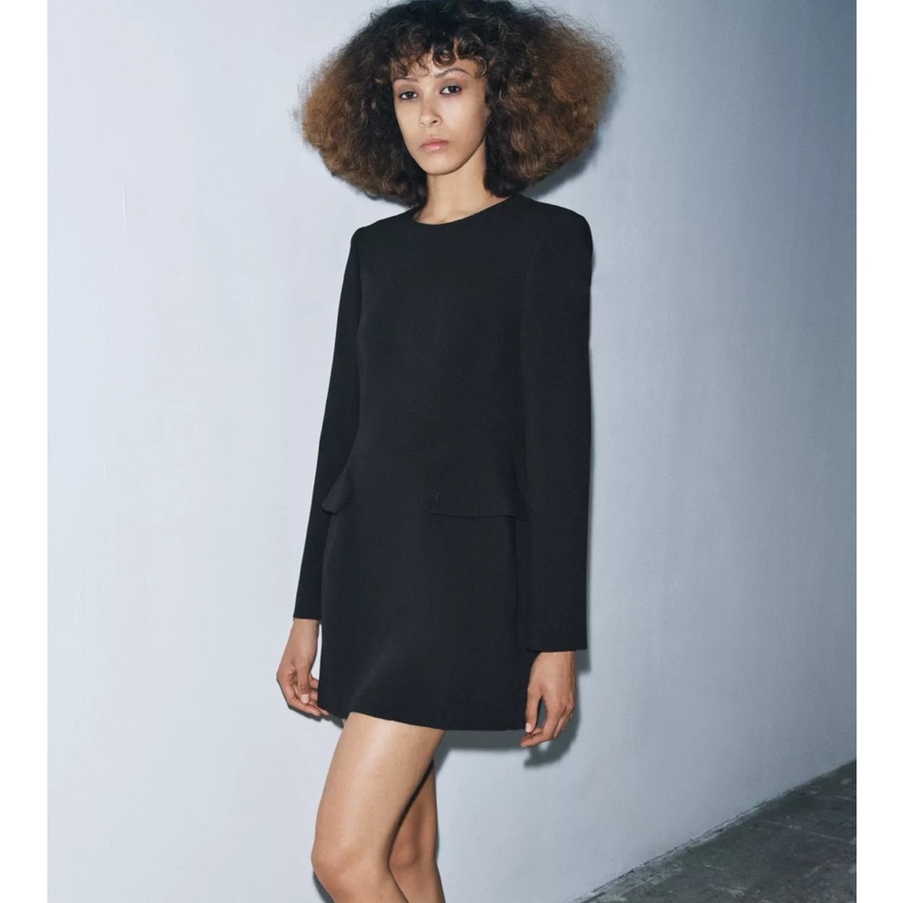 Zara NWT ZW Collection Limited Edition black short pocket dress 9216/085